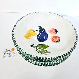 Vintage‎ Ceramica Set Of 4 Hand-Painted Ceramic Fruit Bowls Made in Italy《856》M